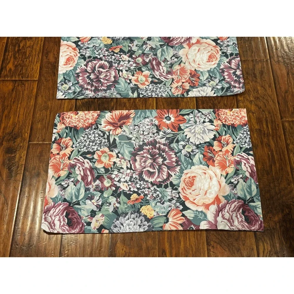 Vintage Lady Pepperell Queen Flat Sheet 2 Pillowcases Floral Cottagecore 90s vtg